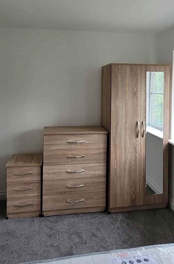 Oak 2 Door Mirrored Wardrobe Set 184x76x50 | WardrobeFRUK
