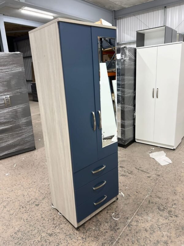 Two Door Mirrored Wardrobe 3 Drawers 184x76x50| WardrobeFRUK