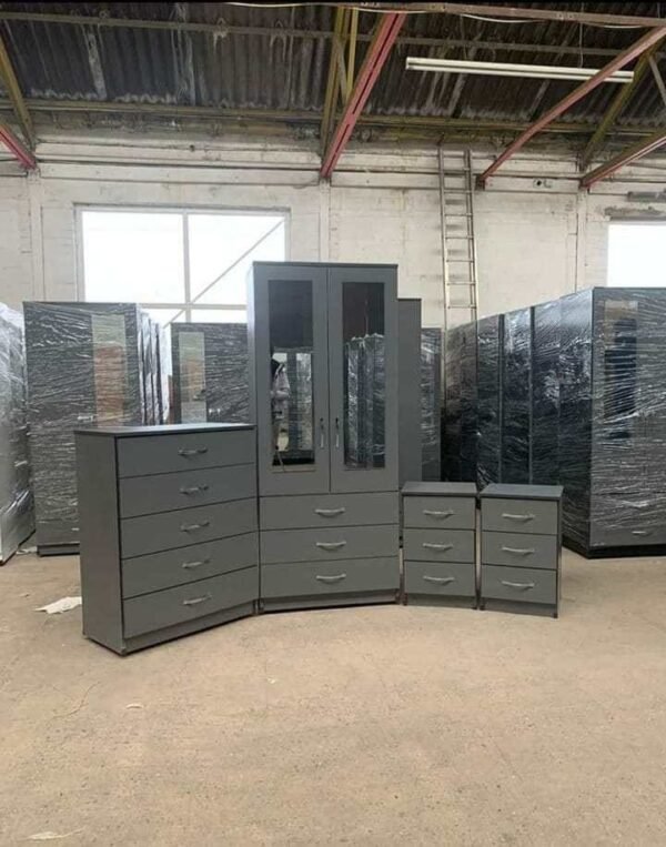 Grey Wardrobe Set with Drawers 184x76x50 | WardrobeFRUK