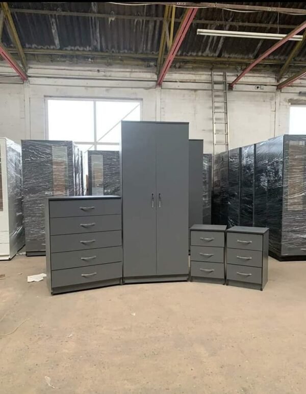 Grey 2 Door Wardrobe Set 184x76x50 cm | WardrobeFRUK