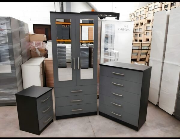 Dark Grey 2 Door Wardrobe Set 184x76x50 | WardrobeFRUK