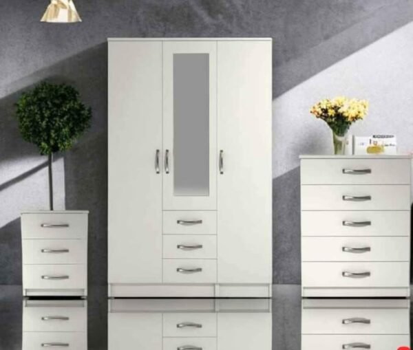 White 3 Door Wardrobe Set 184×114×50 cm | WardrobeFRUK