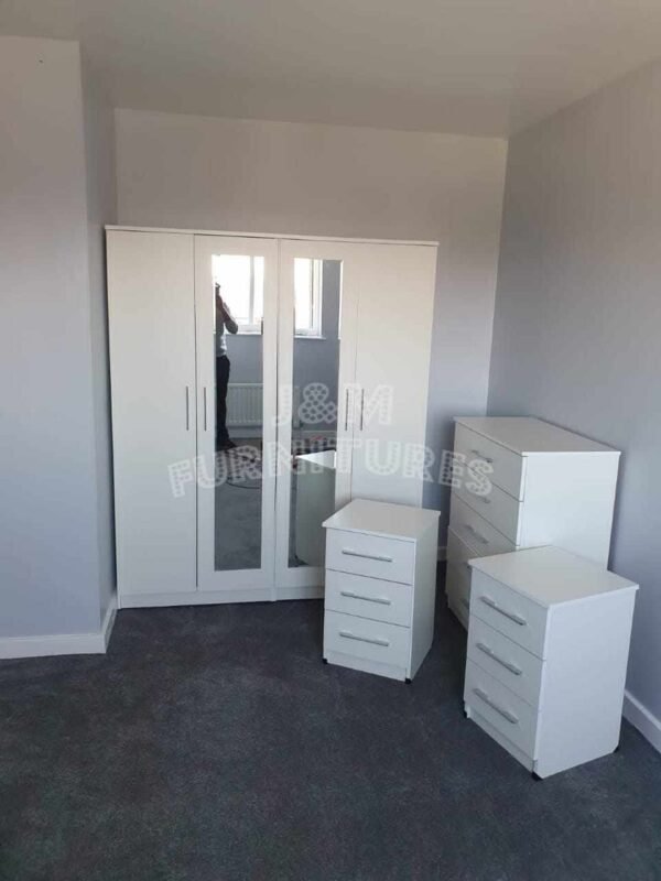 4 Door White Wardrobe Set 184×152×50cm | WardrobeFRUK