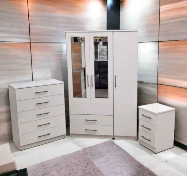 White 3 Door Wardrobe Set 184×114×50 cm | WardrobeFRUK