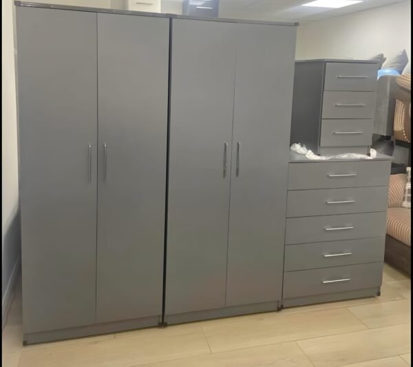 4 Door Grey Wardrobe Set 184×152×50cm | WardrobeFRUK