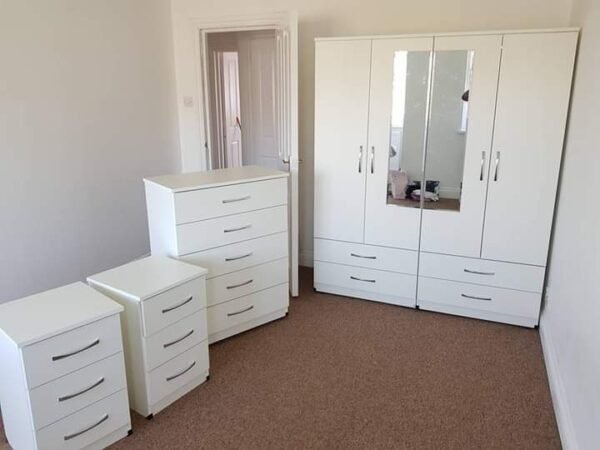 4 Door White Wardrobe Set 184×152×50cm | WardrobeFRUK